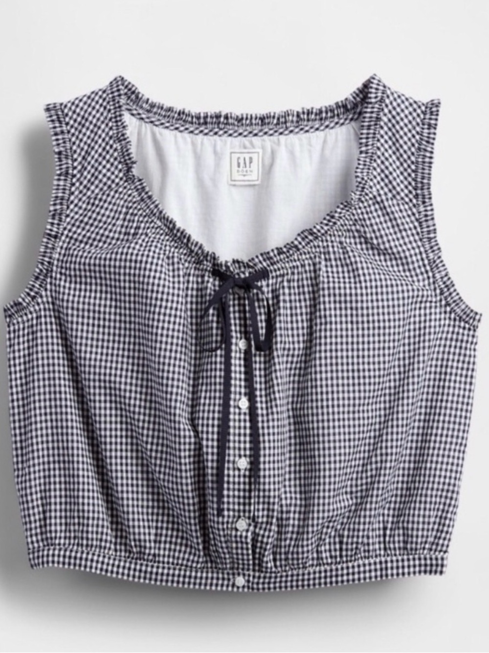GAP Black and White Gingham Tie-Front Sleeveless Top - Picture 3 of 8
